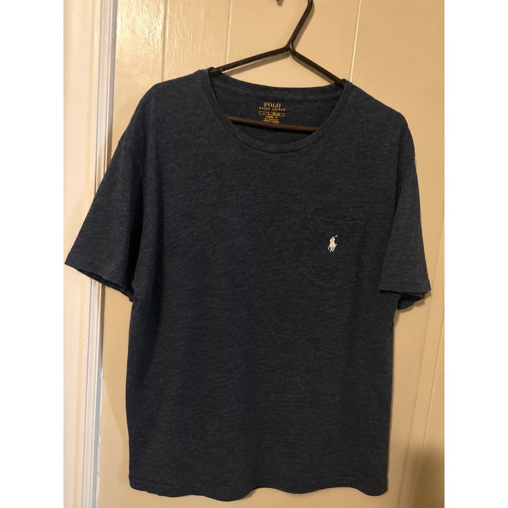 Polo Ralph Lauren Mens Classic Fit Pocket Tee Heather Navy Blue Large